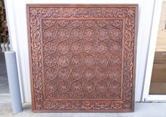Solid Teak Wood Exquisitely Carved 1880s Ceiling from a Temple in Deccan