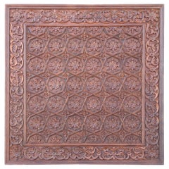 Antique Solid Teak Wood Exquisitely Carved 1880s Ceiling from a Temple in Deccan