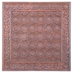 Solid Teak Wood Exquisitely Carved 1880s Ceiling from a Temple in Deccan