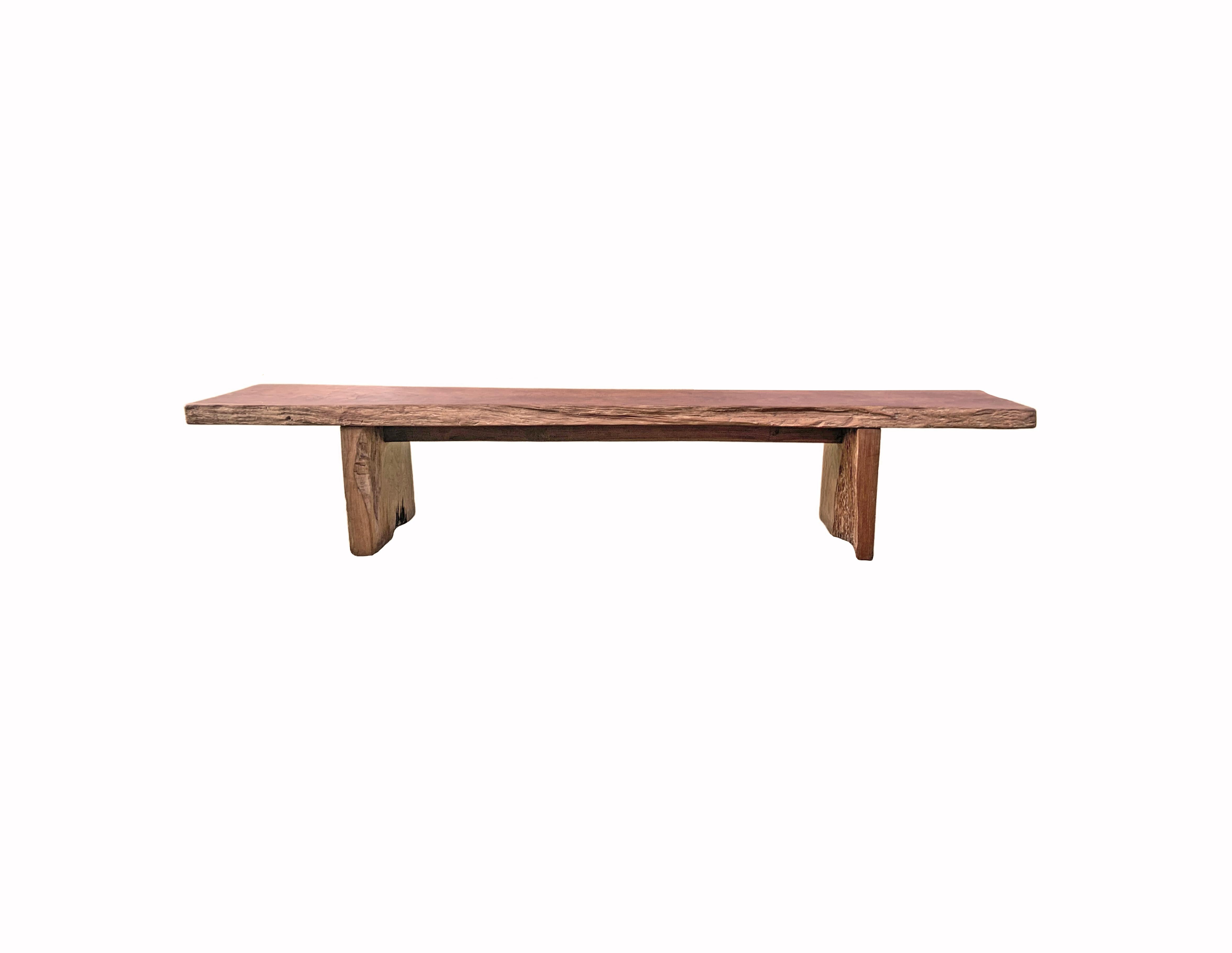 Solid Teak Wood Long Bench Modern Organic For Sale 2