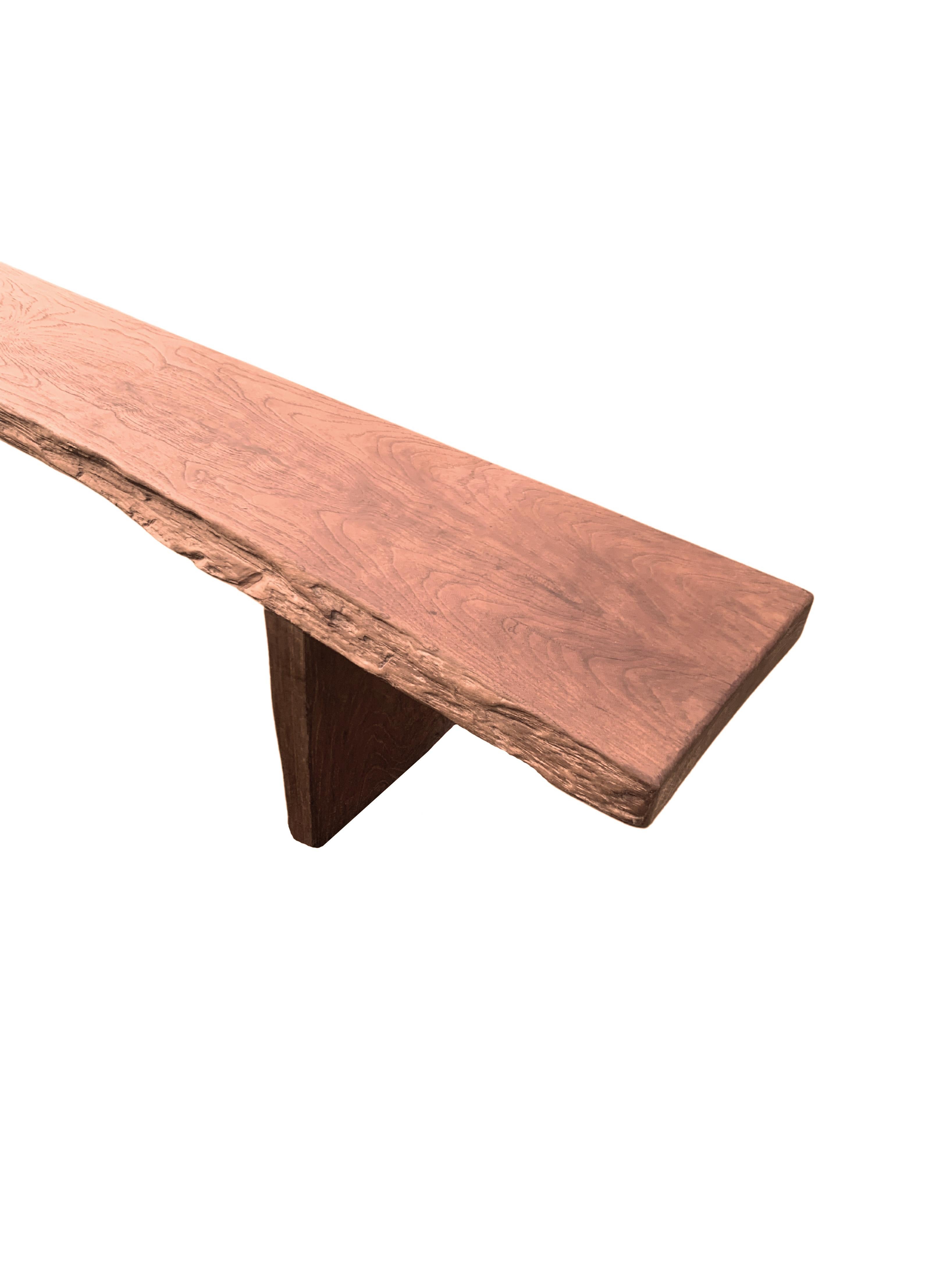 Massive Teak Wood Long Bench Modern Organic (21. Jahrhundert und zeitgenössisch) im Angebot
