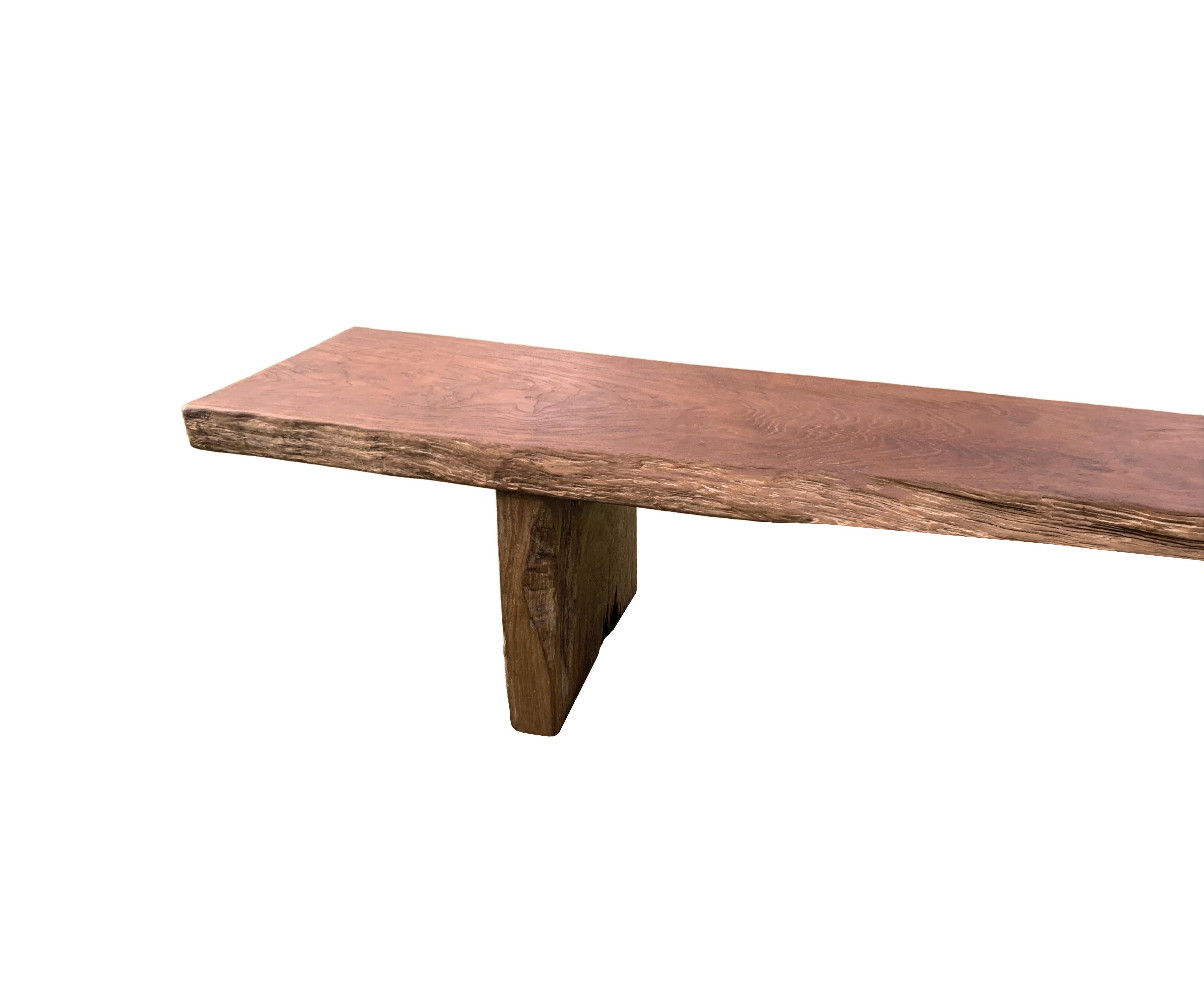 Contemporary Solid Teak Wood Long Bench Modern Organic For Sale