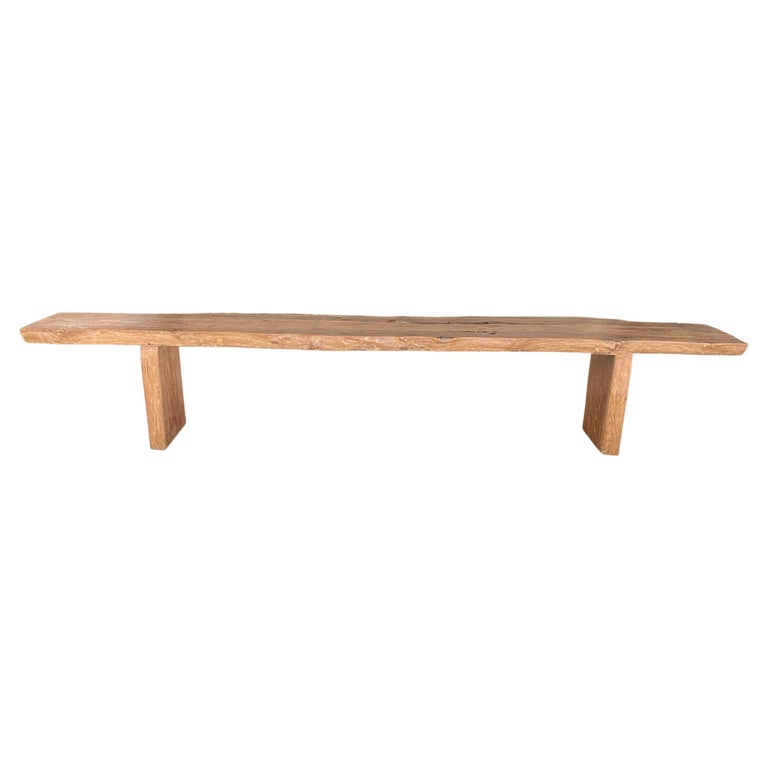 Solid Teak Wood Long Bench Modern Organic For Sale at 1stDibs