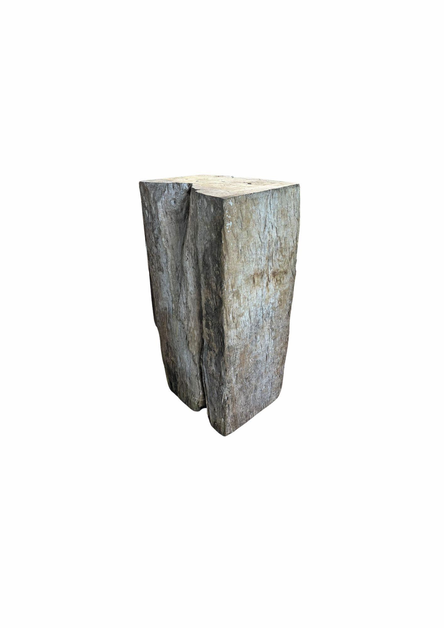 Pedestal de madera maciza de teca, maravillosa pátina relacionada con la edad, moderno orgánico en venta 2