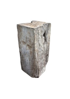 Solid Teak Wood Pedestal, Wonderful Age Related Patina, Modern Organic