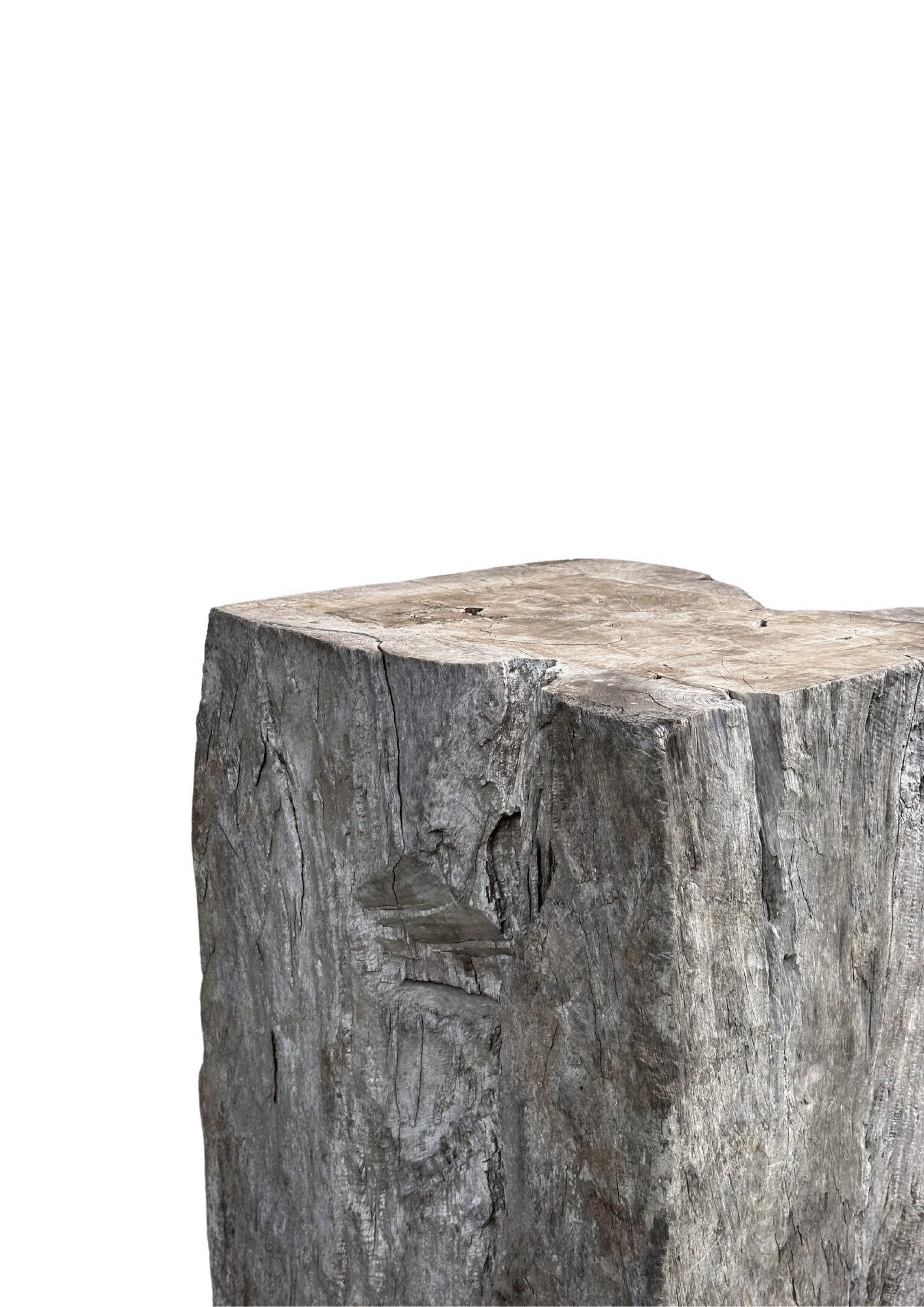 Pedestal de madera maciza de teca, maravillosa pátina relacionada con la edad, moderno orgánico Madera en venta