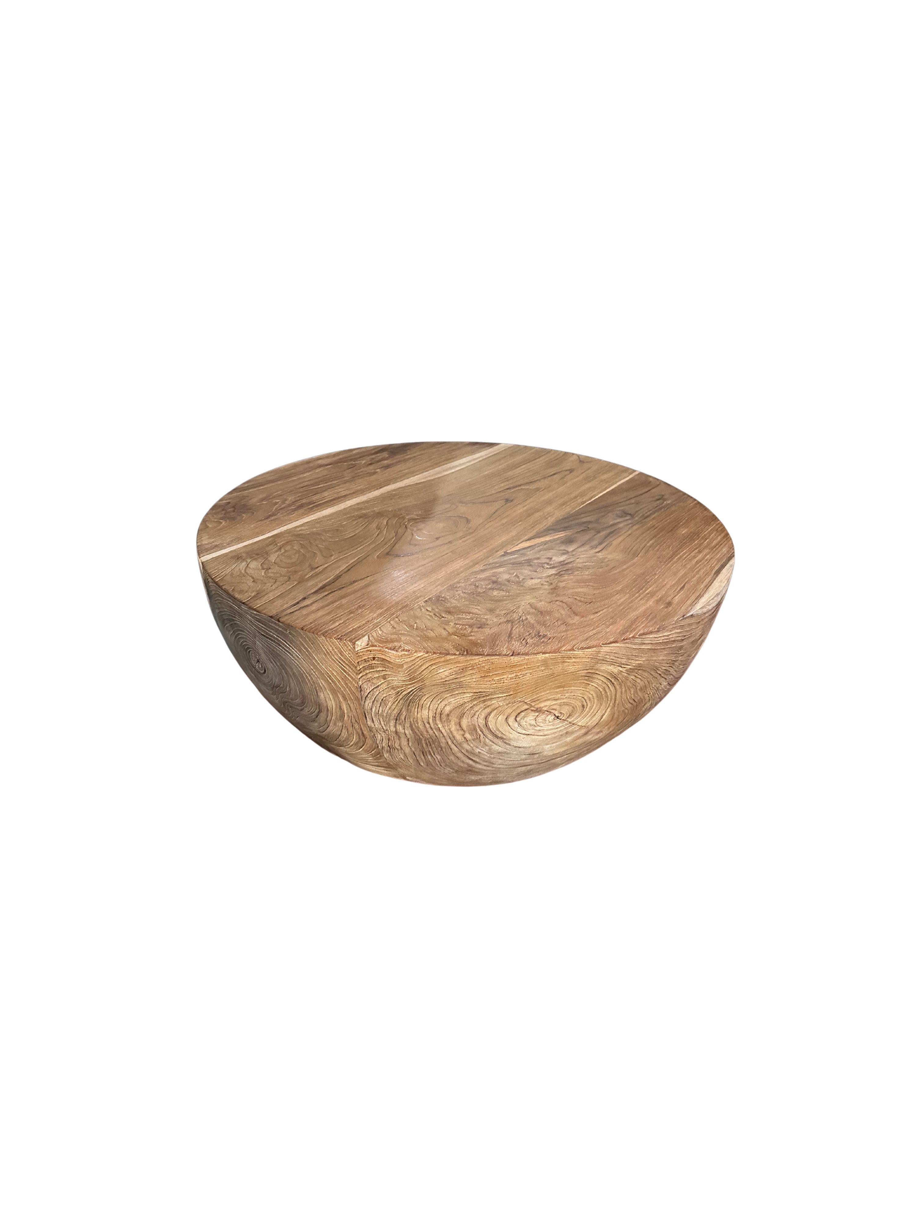 Indonesian Solid Teak Wood Round Table Modern Organic For Sale