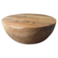 Tavolo rotondo in legno di teak massiccio, moderno e organico