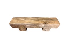 Solid Teak Wood Sculptural Bench Modern Organic