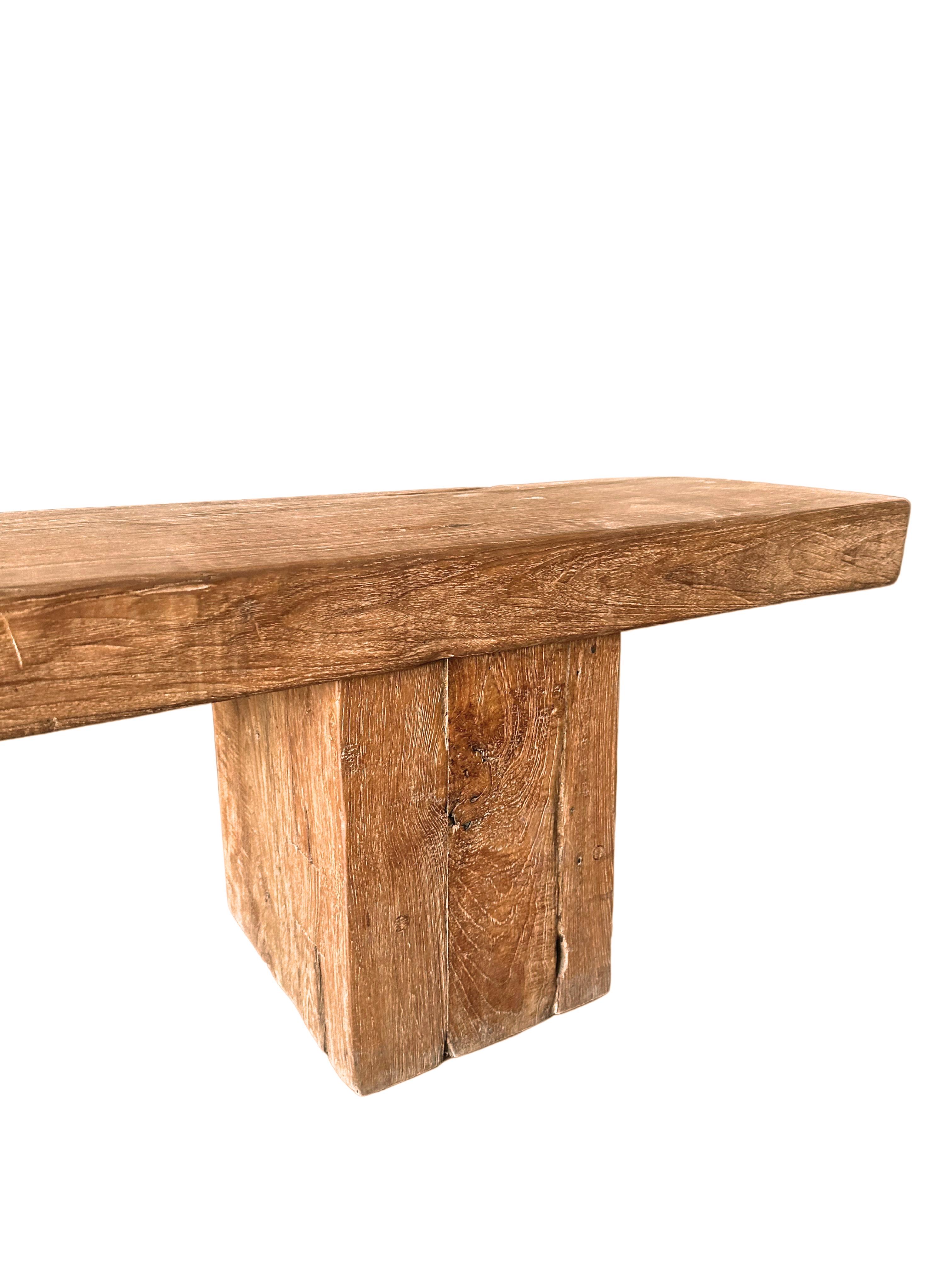 Other Solid Teak Wood Sculptural Bench, Modern Organic For Sale