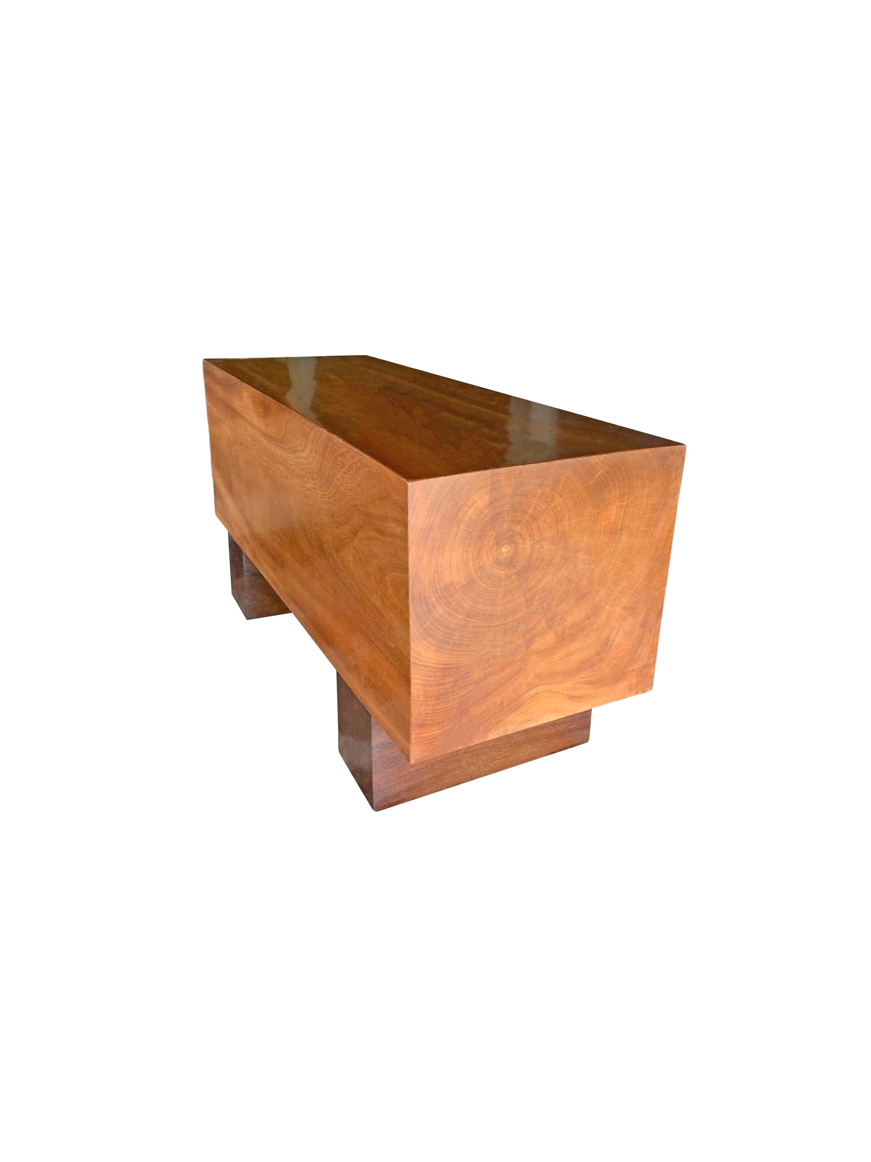 Indonesian Solid Teak Wood Sculptural Bench Modern Organic