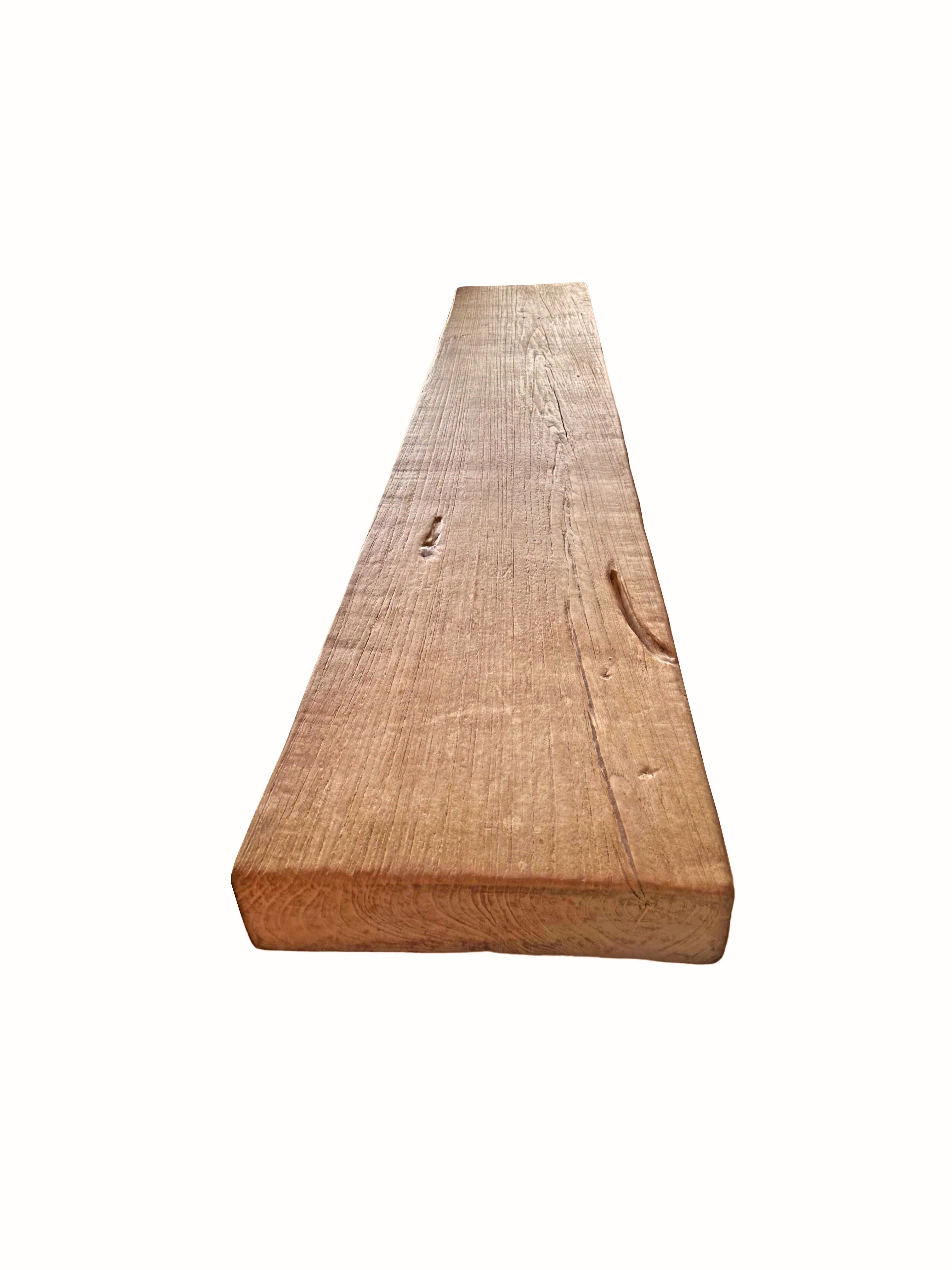 Solid Teak Wood Sculptural Bench, Modern Organic For Sale 1