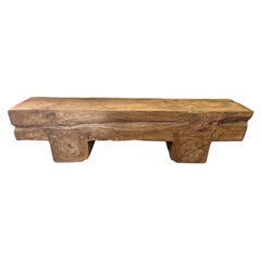 Panchina scultorea in legno massiccio di teak, moderna e organica