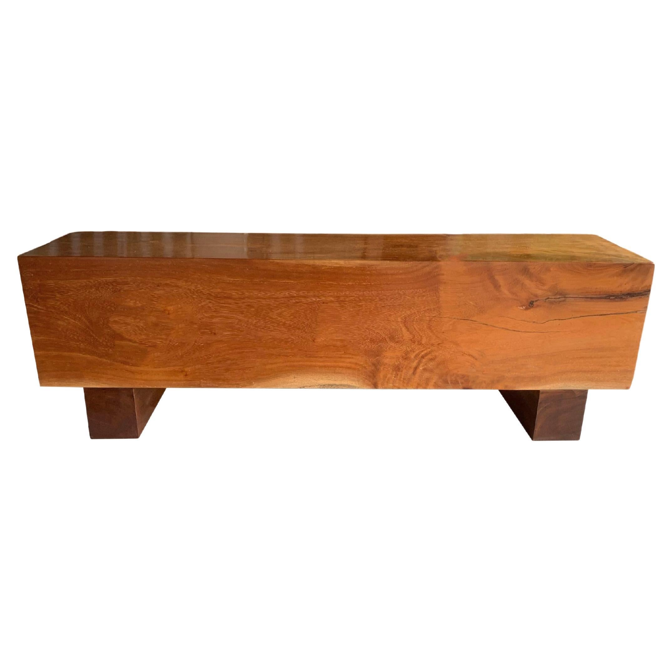 Solid Teak Wood Sculptural Bench Modern Organic For Sale