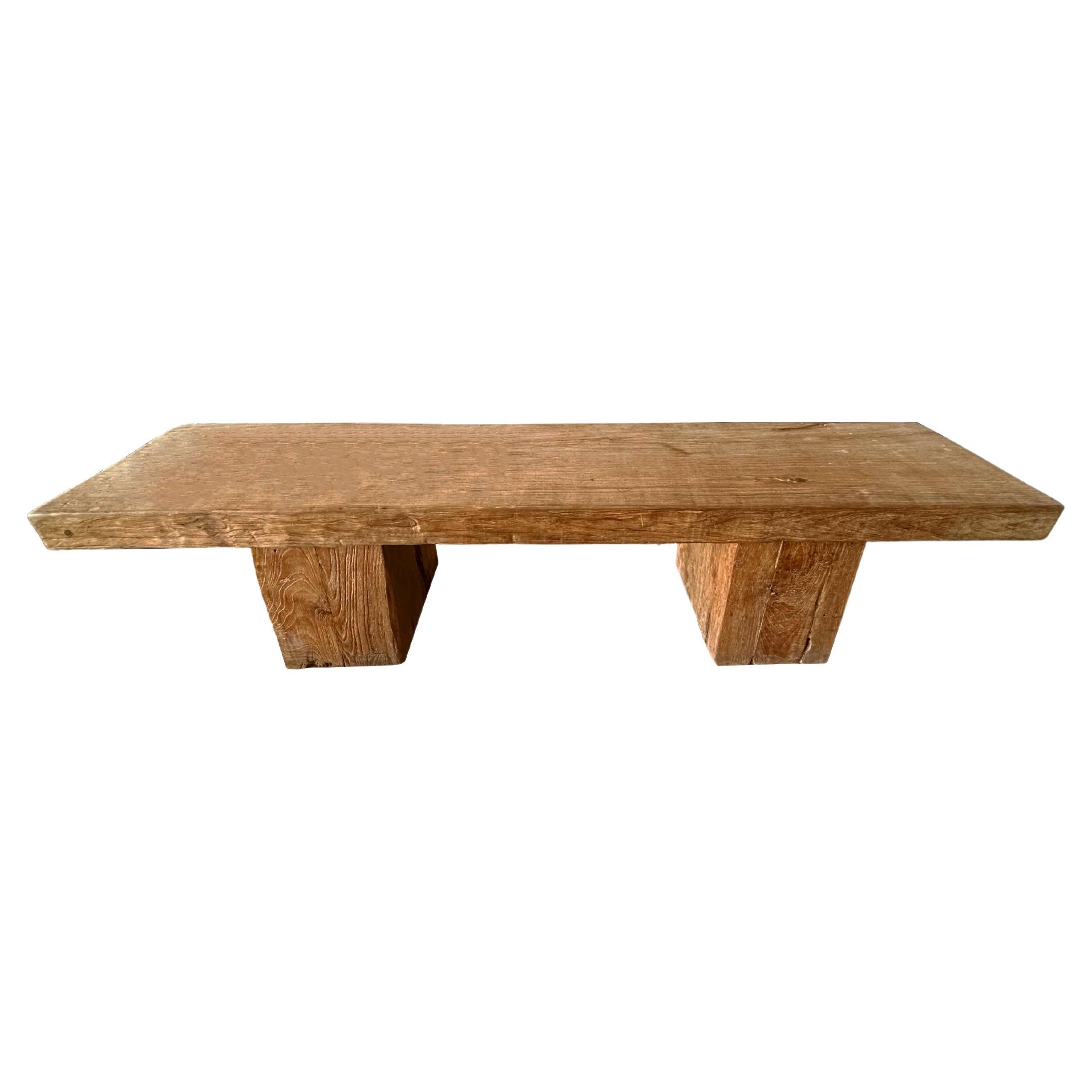 Solid Teak Wood Sculptural Bench, Modern Organic For Sale