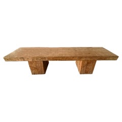Solid Teak Wood Sculptural Bench, Modern Organic