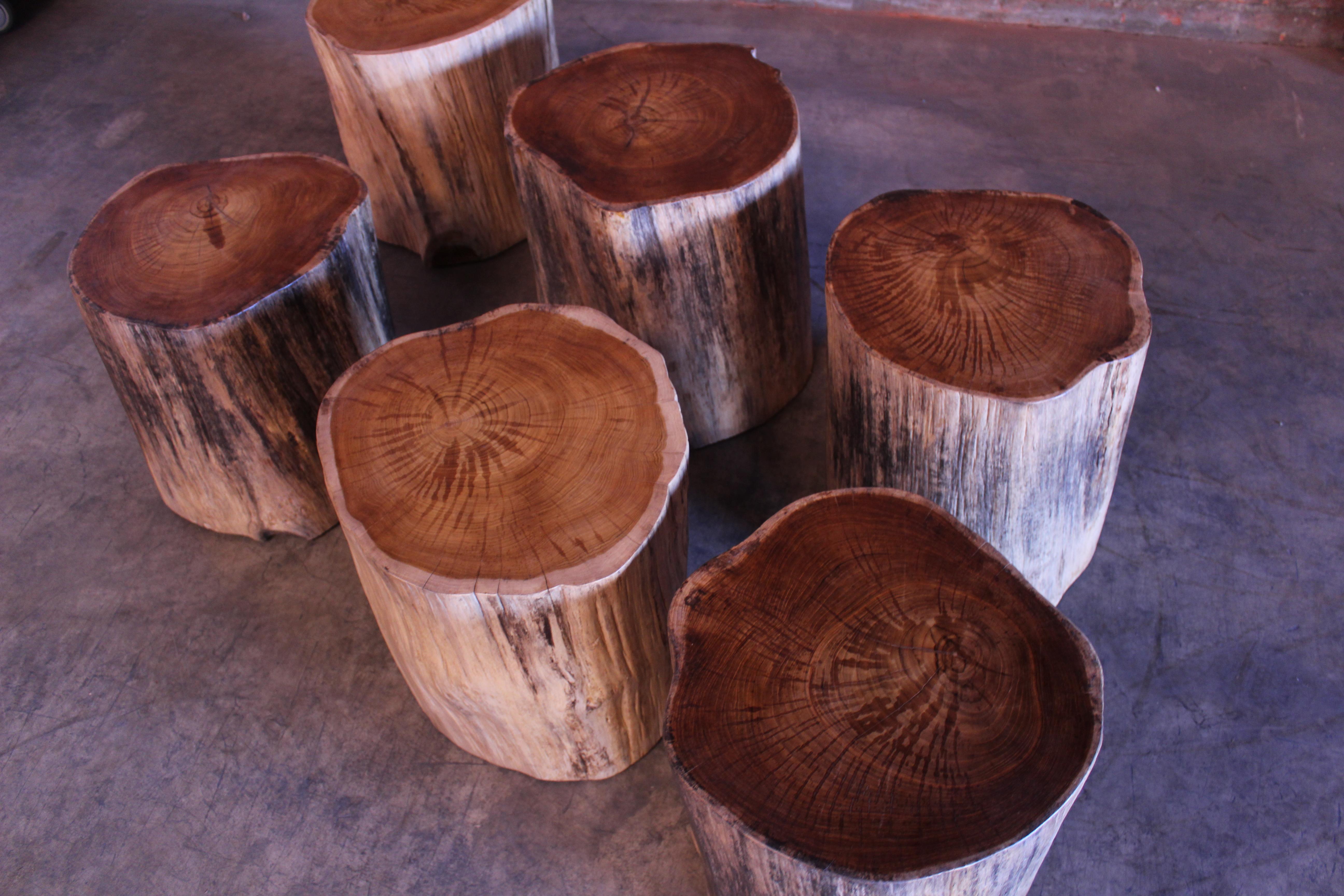 Solid Teak Wood Stump Side Tables. Two Avail, Sold Individually 5