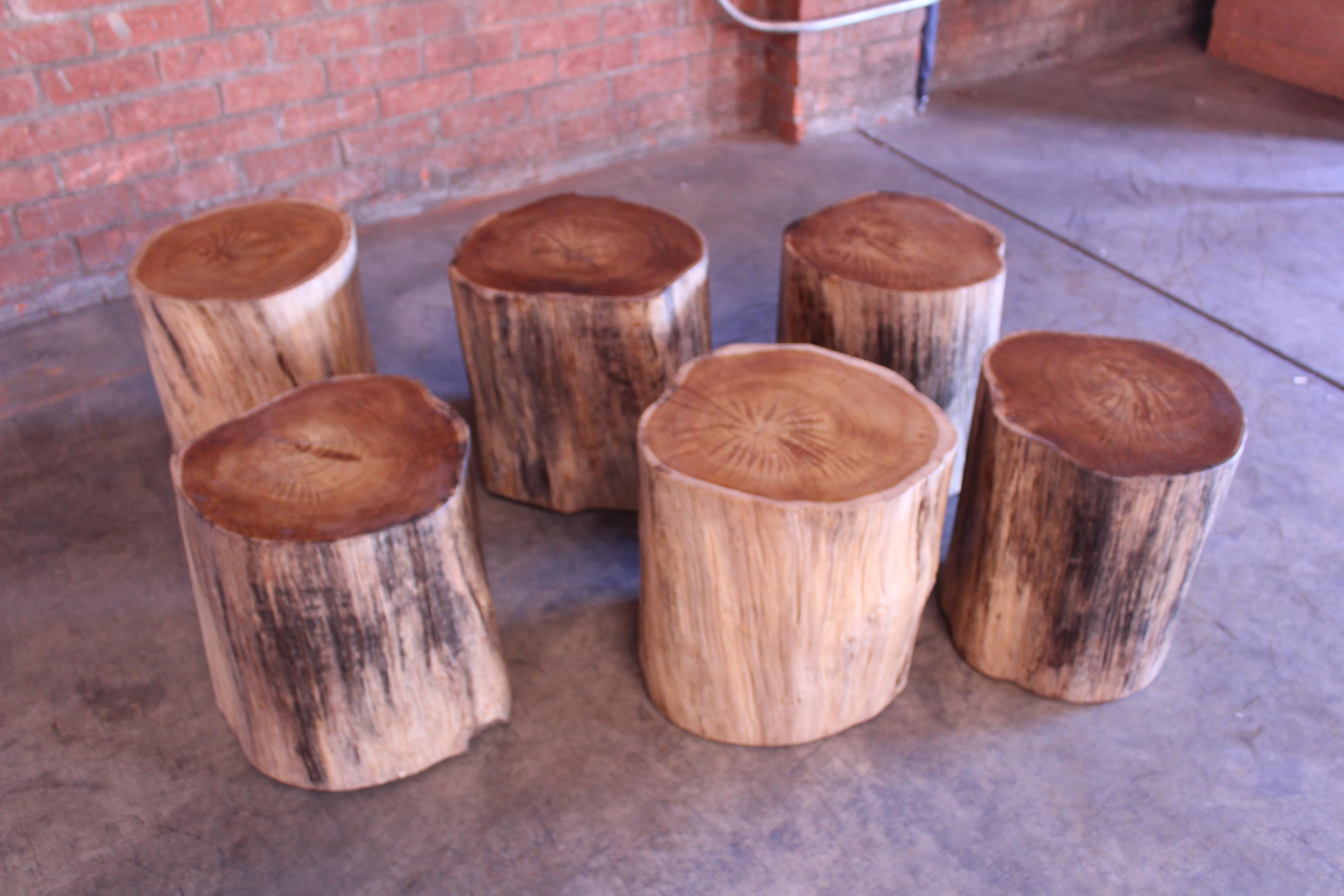 Solid Teak Wood Stump Side Tables. Two Avail, Sold Individually 8