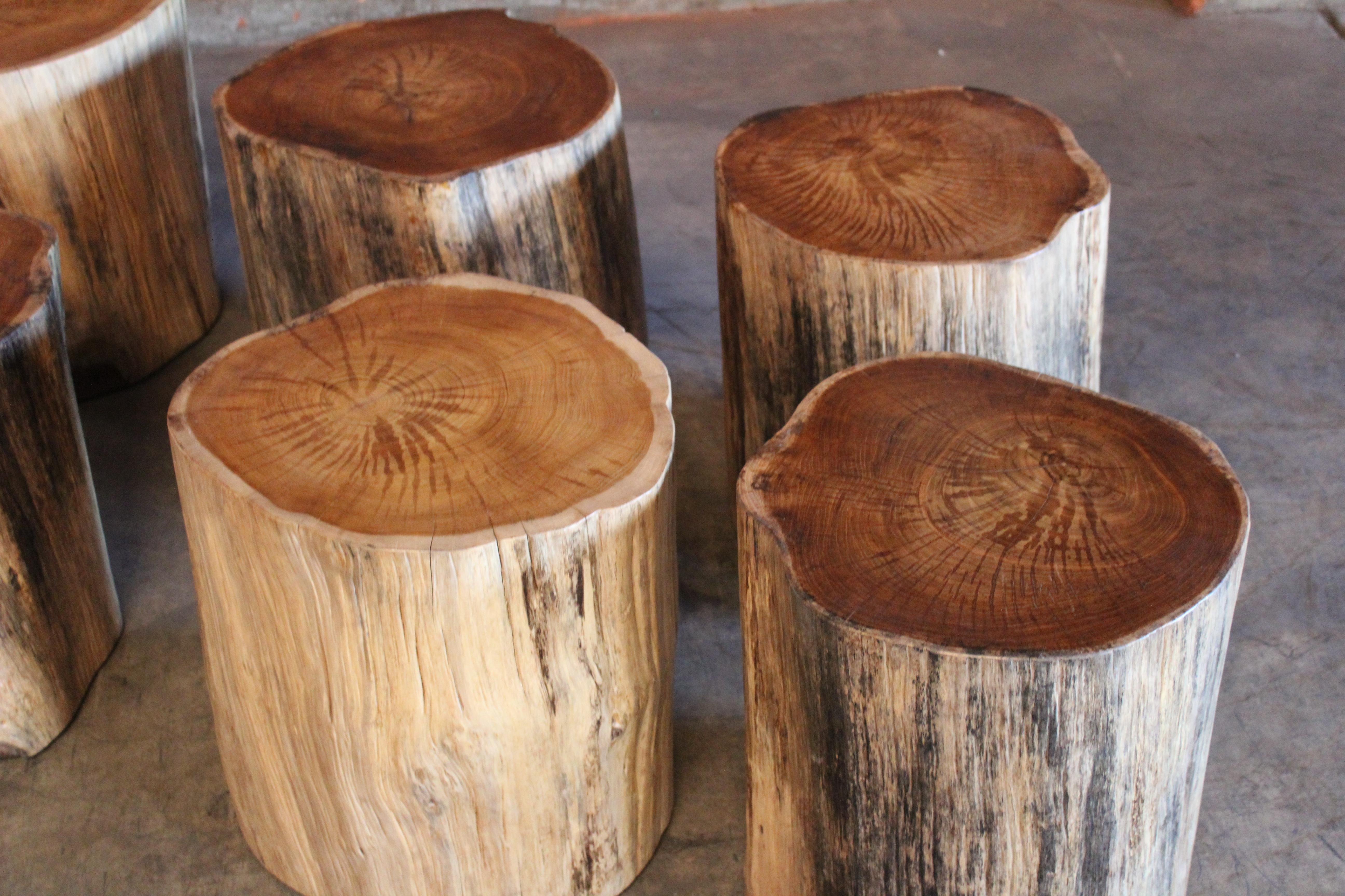 Solid Teak Wood Stump Side Tables. Two Avail, Sold Individually 11