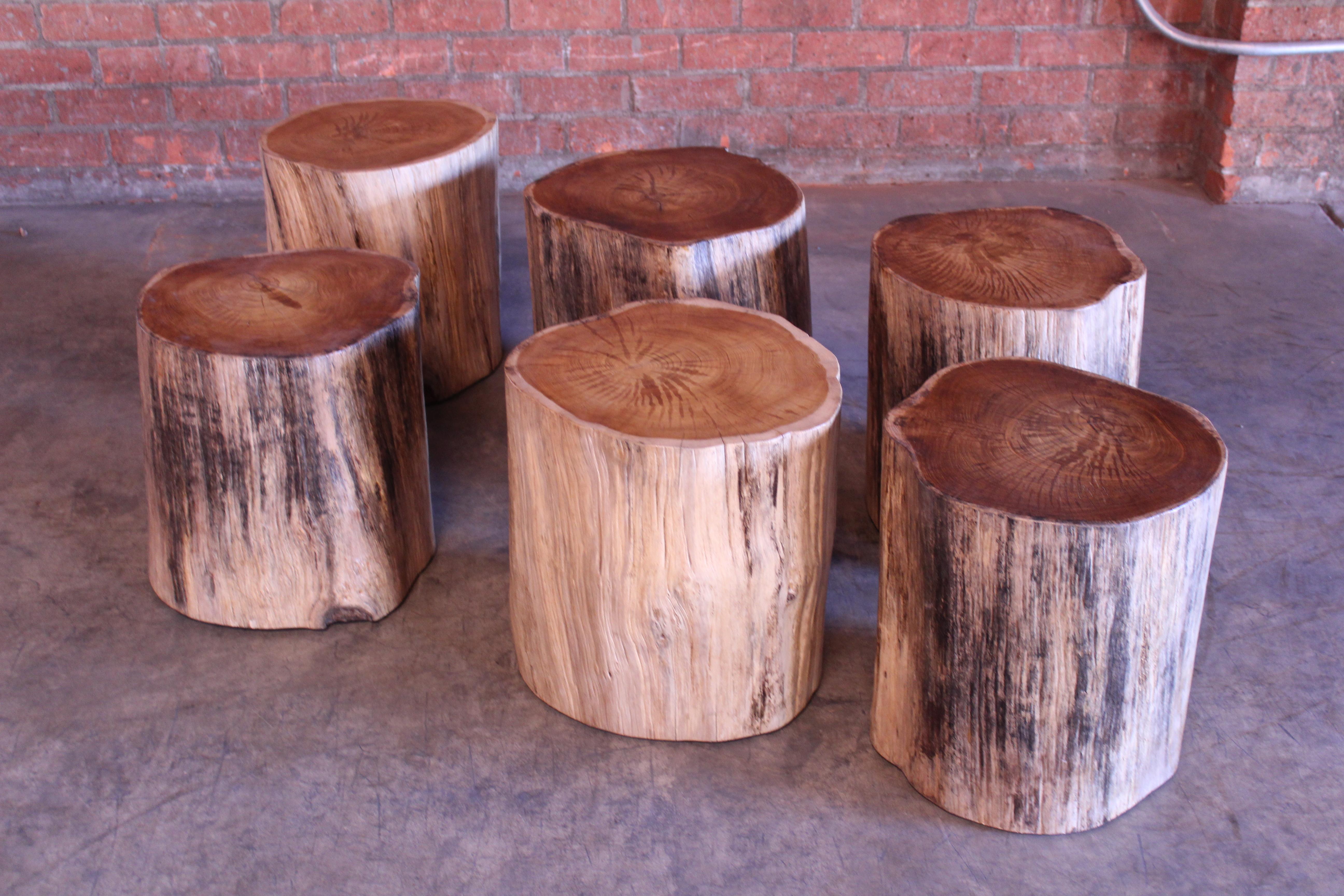 teak tree stump table