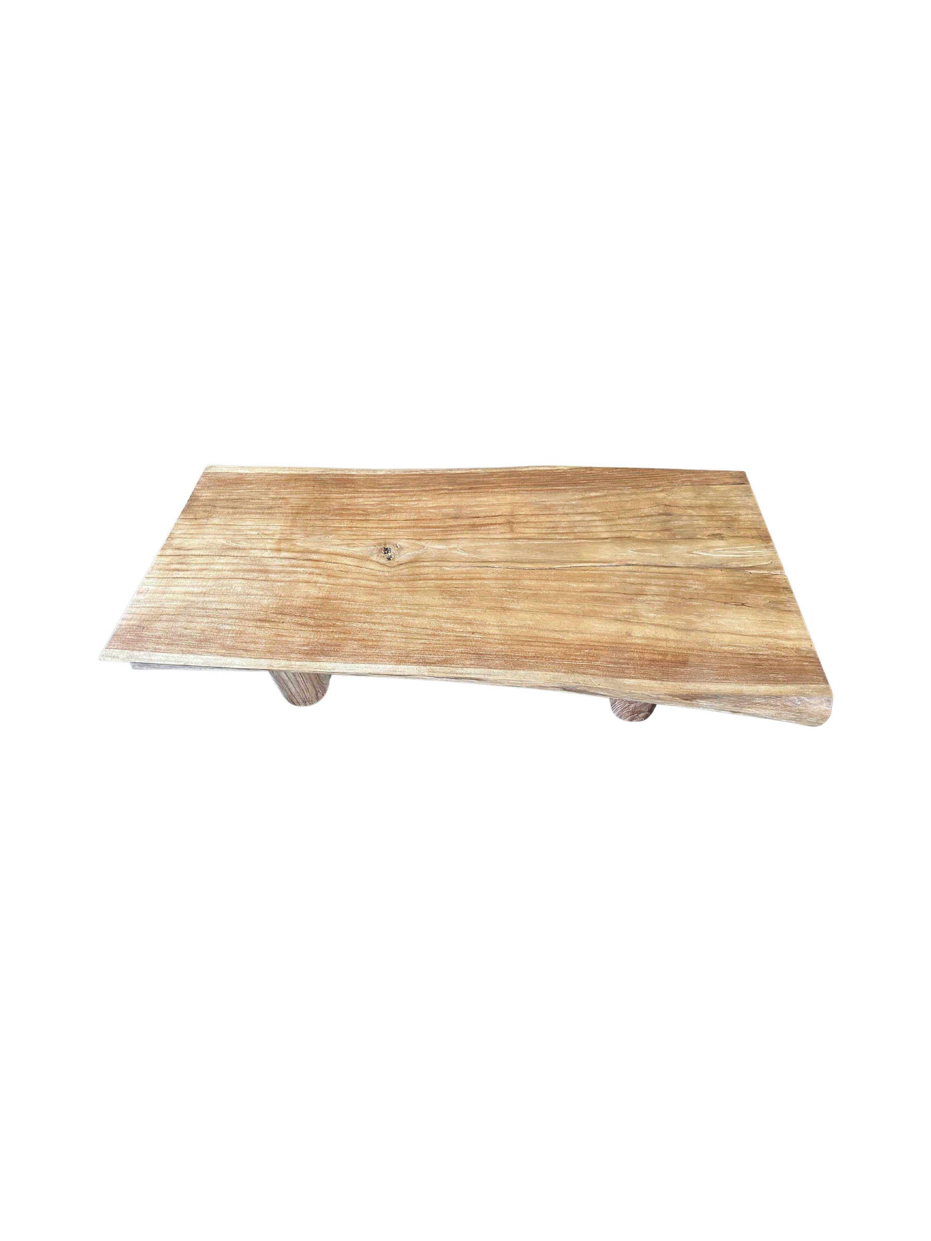 Hand-Crafted Solid Teak Wood Table Modern Organic For Sale