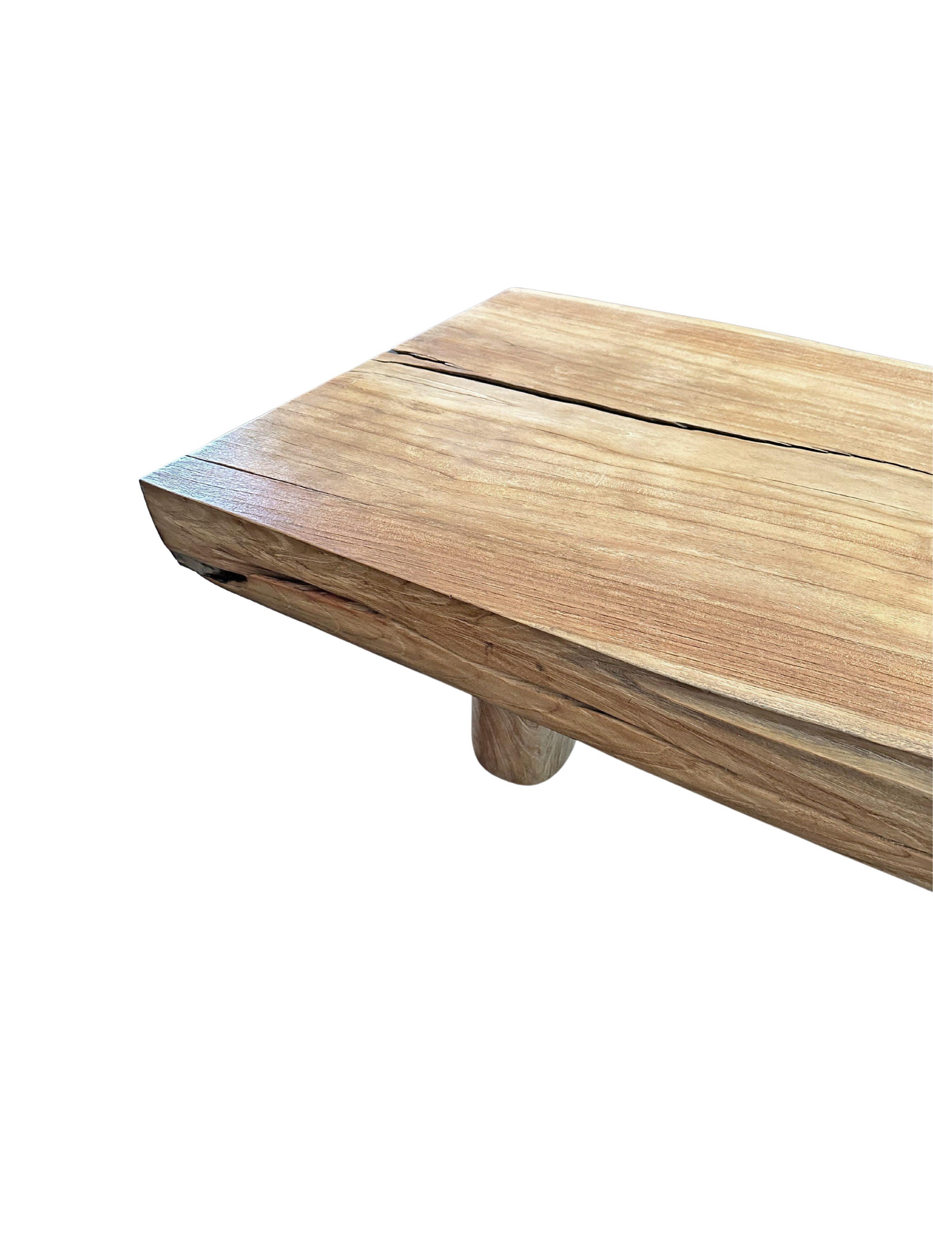 Contemporary Solid Teak Wood Table Modern Organic For Sale