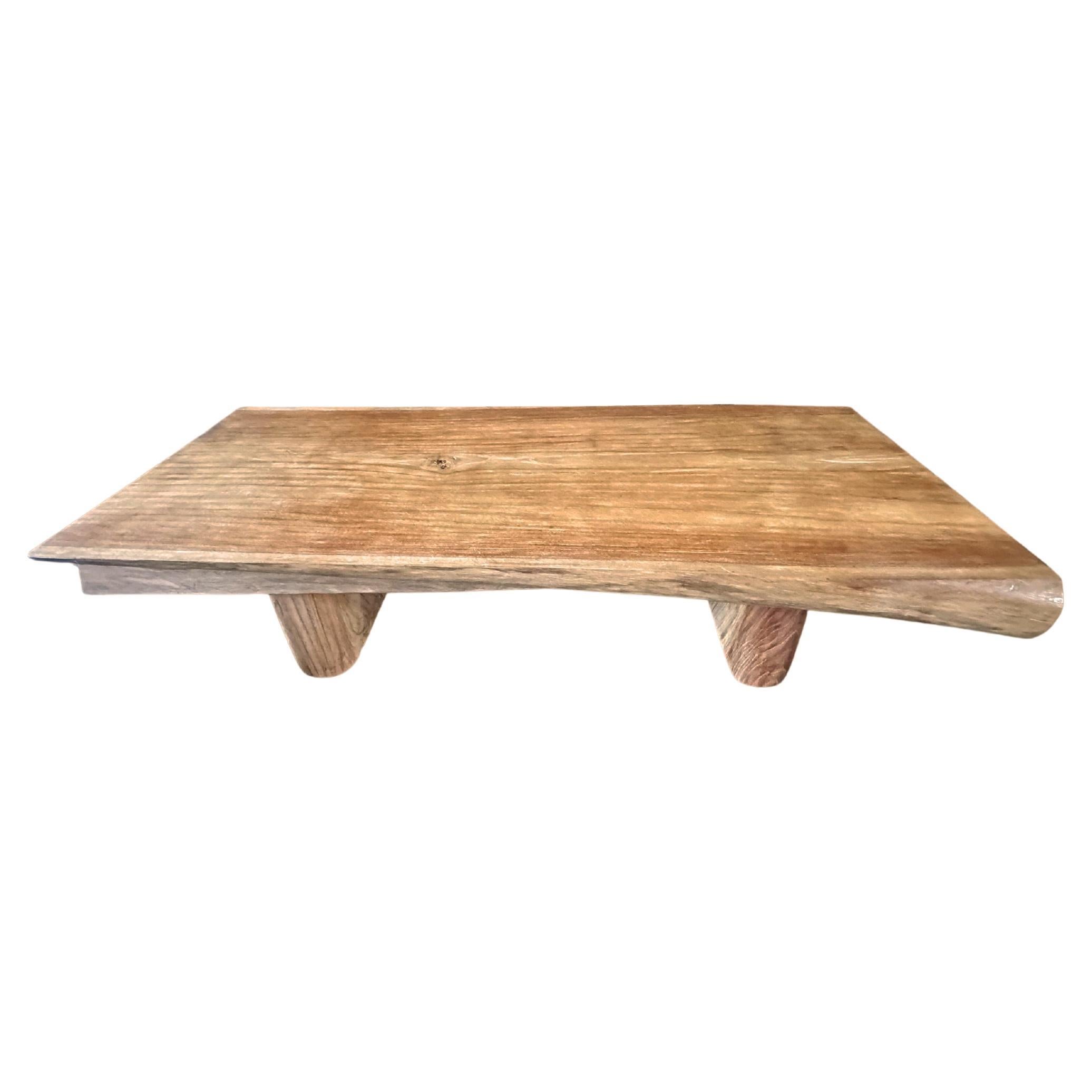 Solid Teak Wood Table Modern Organic For Sale