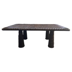 Solid Teak Wood Table, Modern Organic, Stunning Wood Textures, Burnt