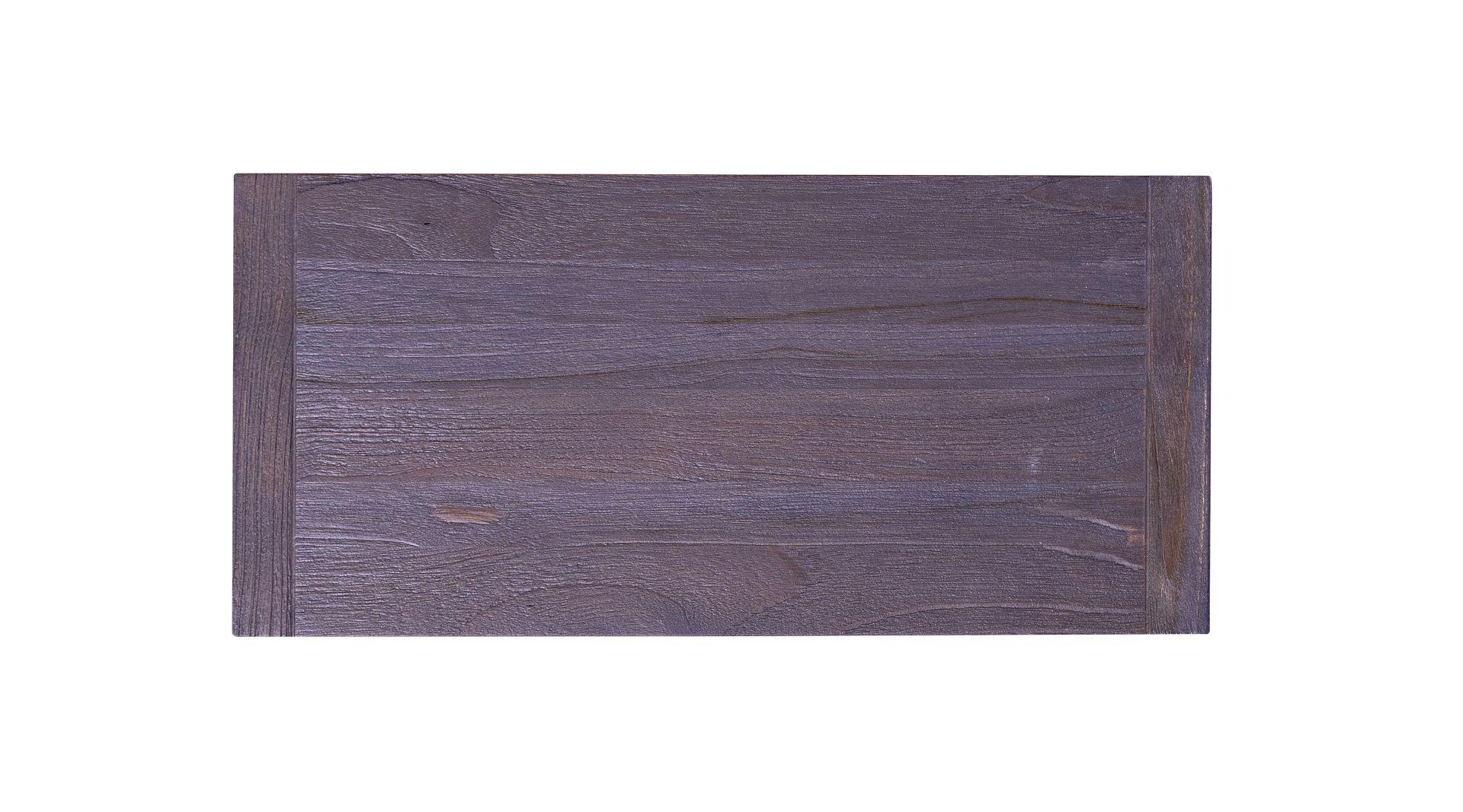 Table en teck massif en anthracite sablé avec pieds en métal gris Neuf - En vente à Buffalo, WY