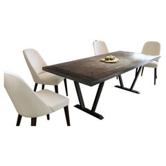 Solid TeakTable in Sandblasted Anthracite with Grey Metal legs