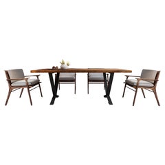 Solid TeakTable in Sandblasted Autumn with Grey Metal legs