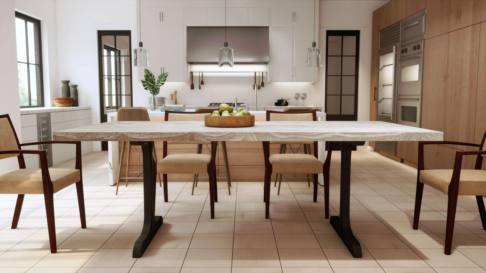 Cette table de salle à manger en teck massif, fabriquée à la main, est un chef-d'œuvre de beauté intemporelle et d'artisanat exceptionnel. Cette table de salle à manger met en valeur l'élégance naturelle et la durabilité de ce bois dur
