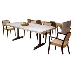 Solid TeakTable in Sandblasted Sunbleached with Metal legs