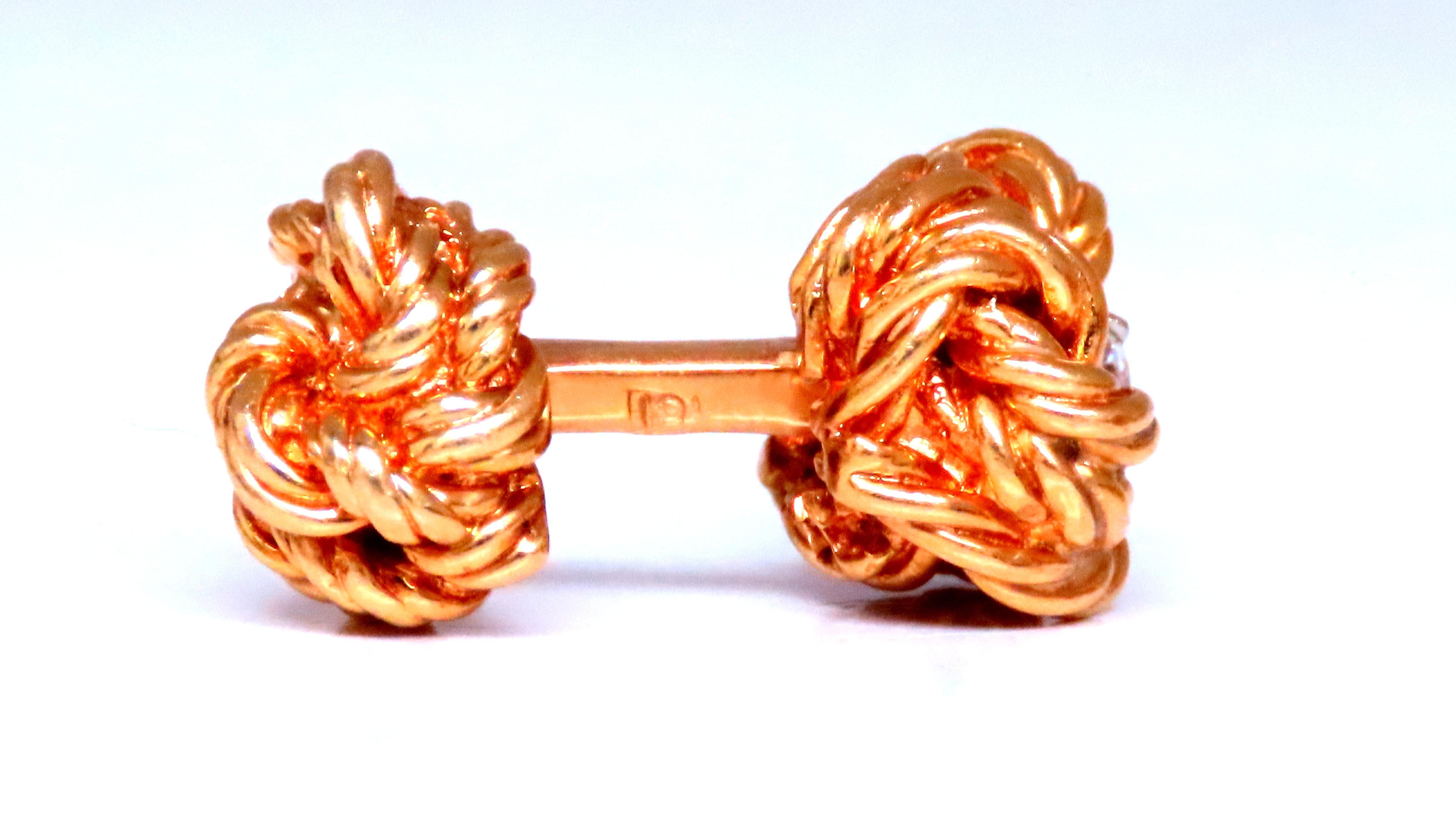 Solid Threaded Rope Twist Diamond Cufflinks 18kt … - image 3