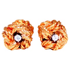 Solid Threaded Rope Twist Diamond Cufflinks 18kt Gold 12481*