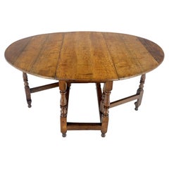 Solid Tiger Oak Oval Drop Leaf Gate Leg Dining Table Clean!