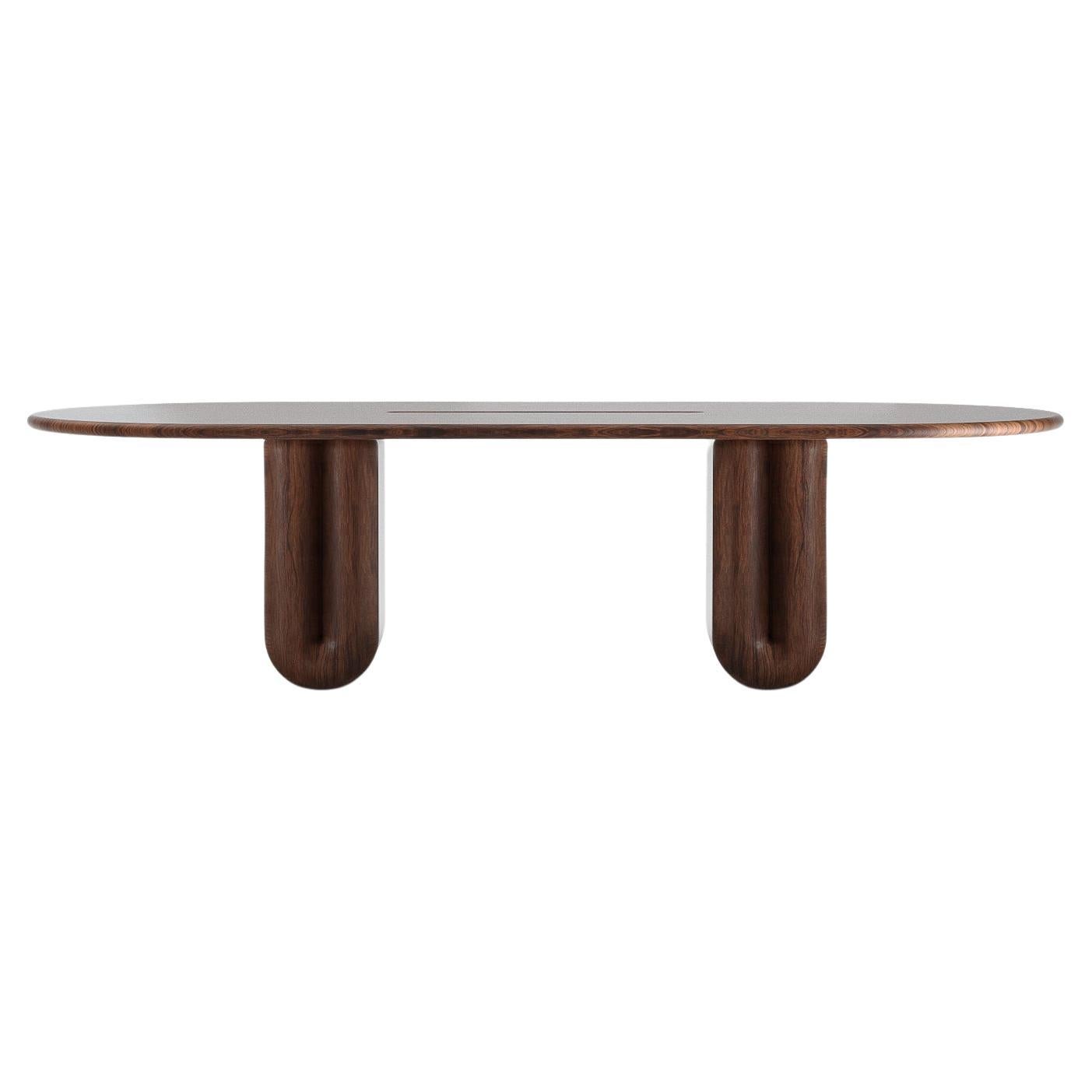 Solid Tinted Oak Dining Table by Arthur Vallin For Sale