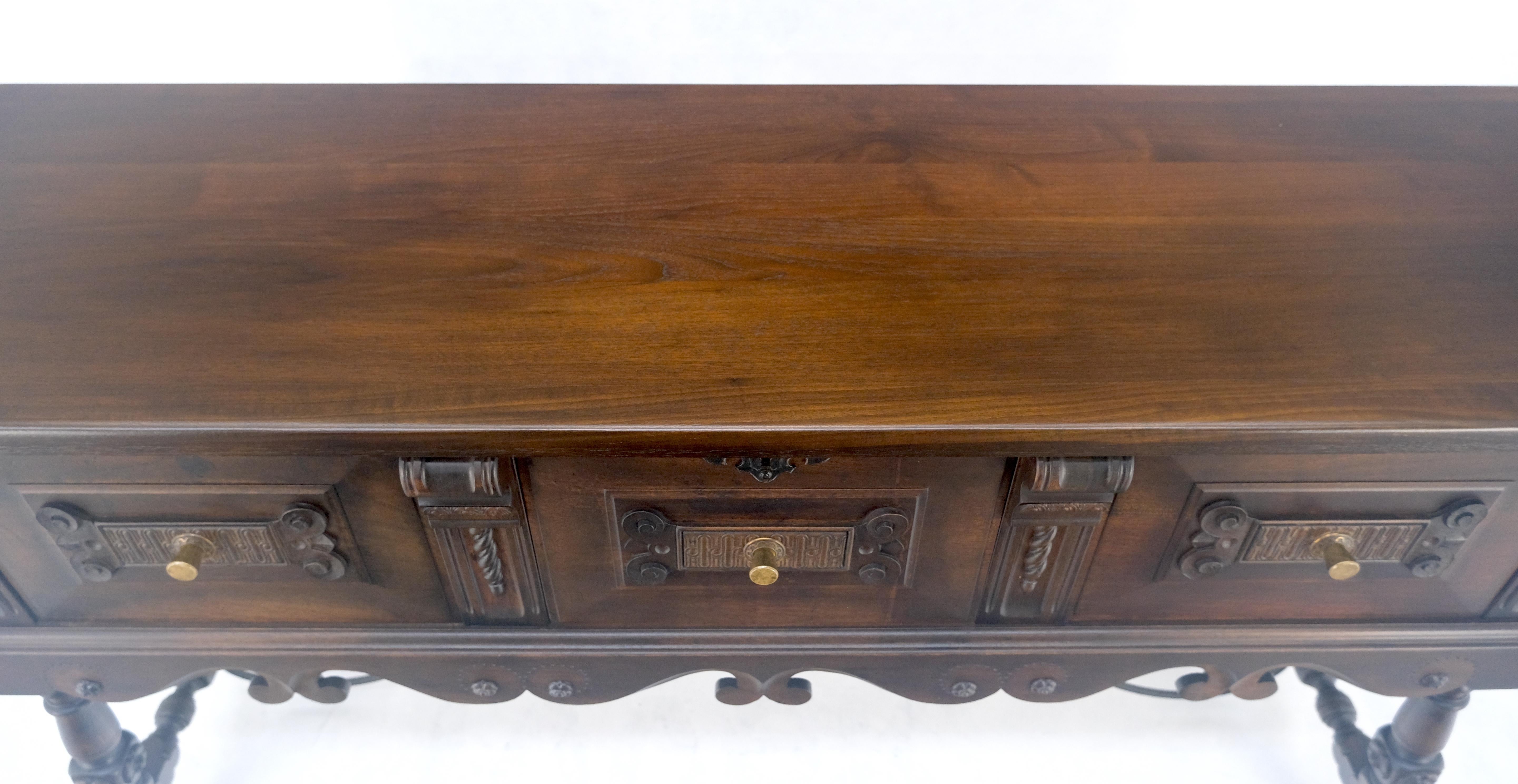Solido piano con base a cavalletto e 3 porte - Credenza Server Console Coloniale Spagnola MINT in vendita 9