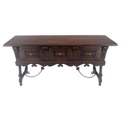 Solid Top Trestle Base 3 Türen Spanish Colonial Sideboard Server Konsole MINT