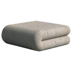 Solid Travertin Chubby Coffee Table by Arthur Vallin