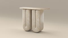 Solid Travertin Chubby Console by Arthur Vallin