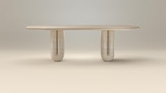 Solid Travertin Dining Table by Arthur Vallin