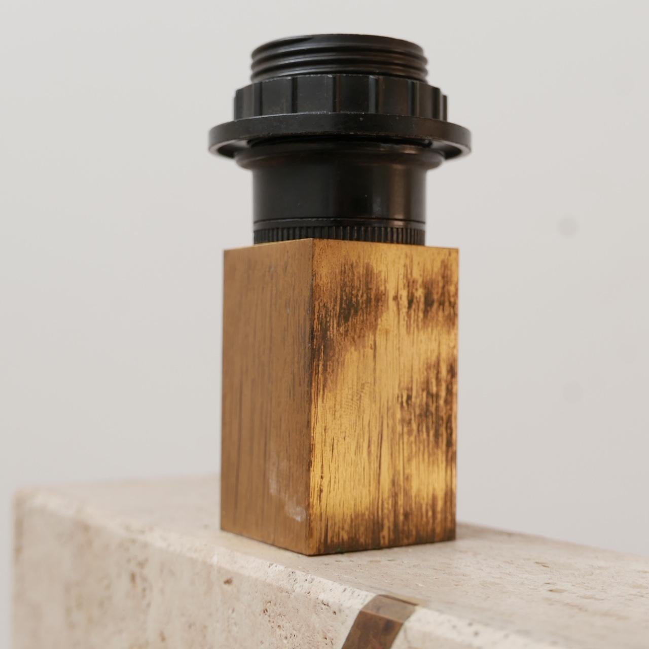Solid Travertine and Brass Mid-Century Belgium Table Lamp 1