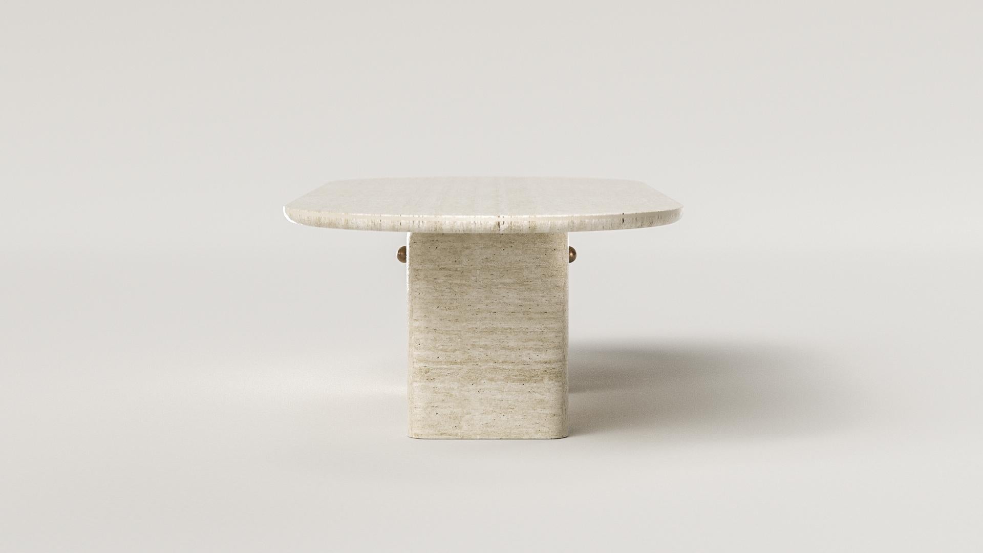 Mesa Perla de Comedor de Travertino Macizo y Latón by Arthur Vallin Italiano en venta