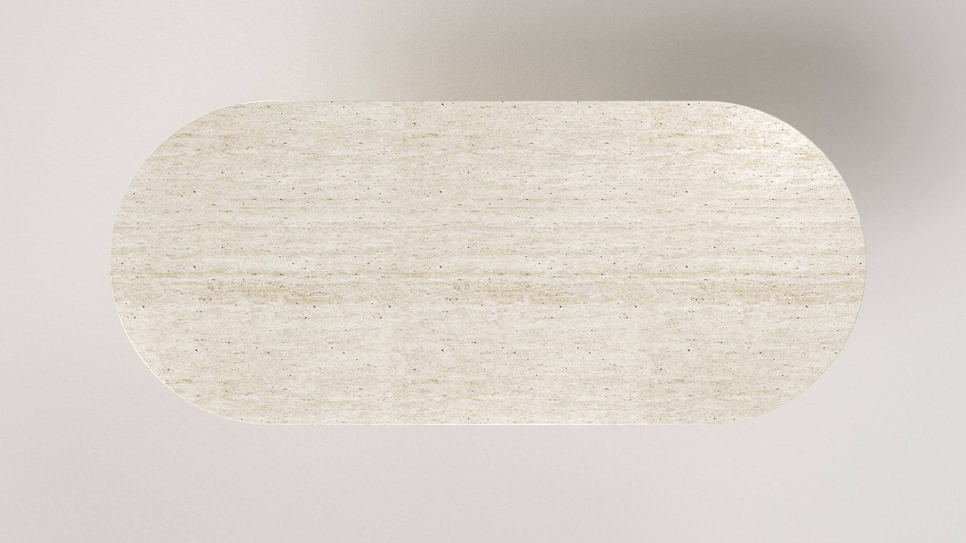 Mesa Perla de Comedor de Travertino Macizo y Latón by Arthur Vallin Siglo XXI y contemporáneo en venta