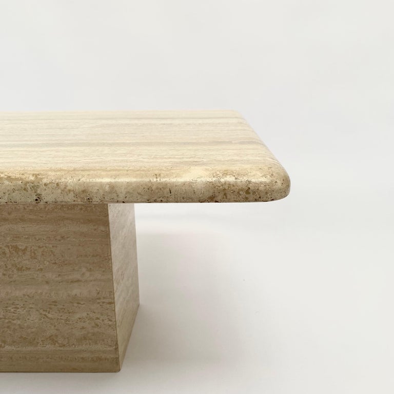 Mid-Century Modern Solid Travertine Coffee or Side Table, Italy, 1970s For Sale