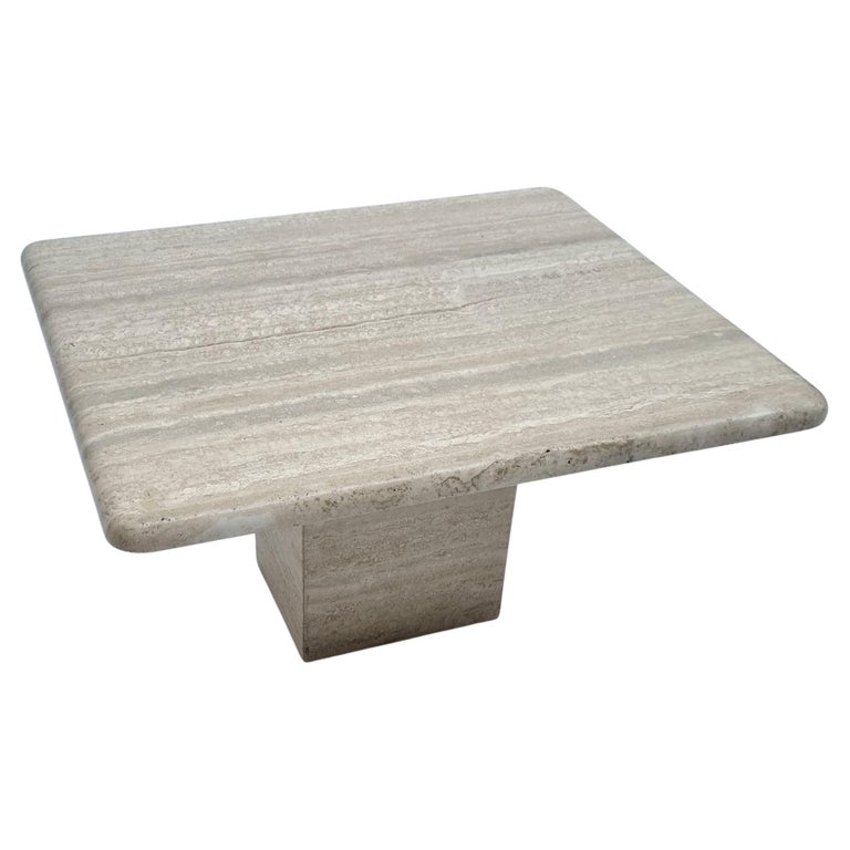 Solid Travertine Coffee or Side Table, Italy, 1970s For Sale