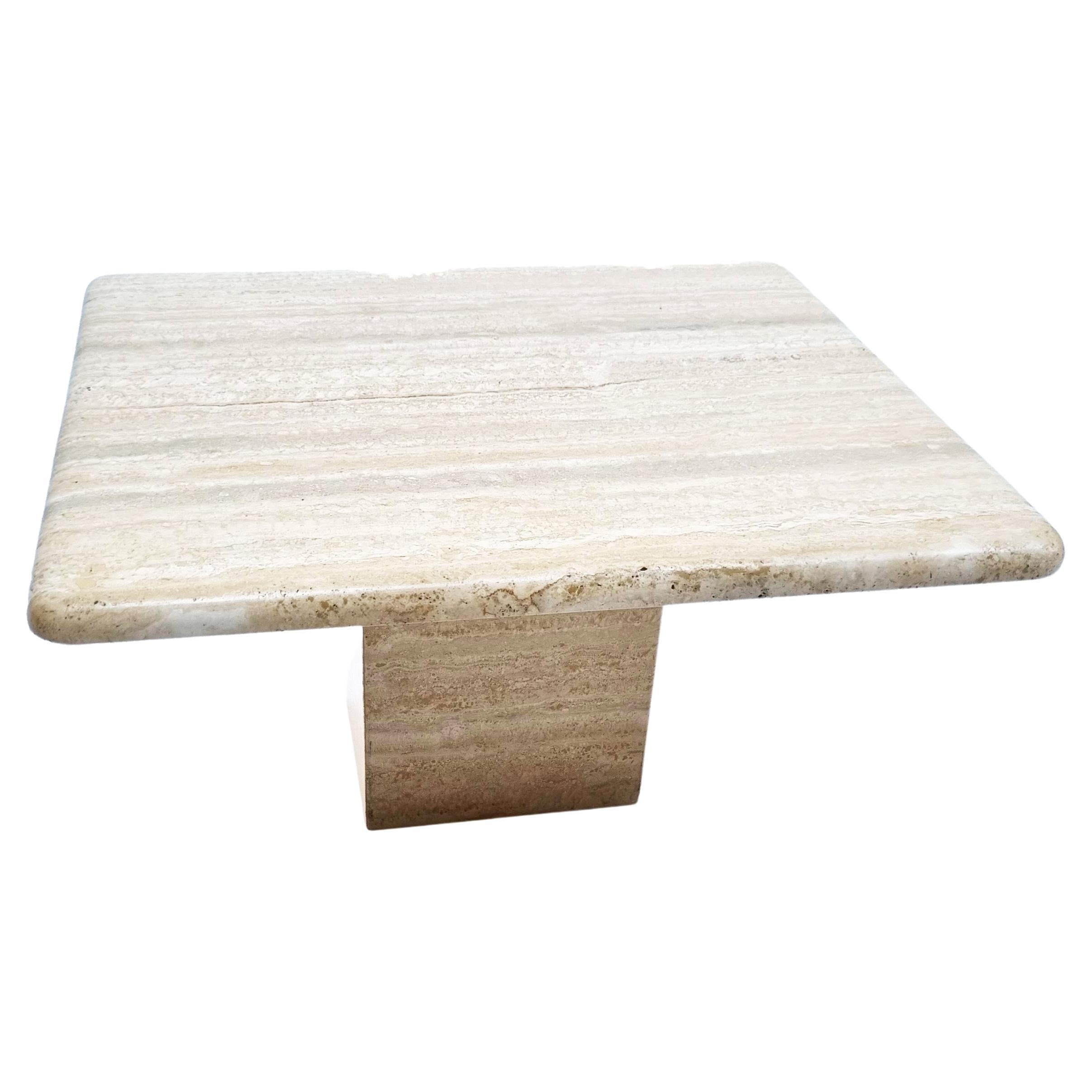 Solid Travertine Coffee or Side Table, Italy, 1970s