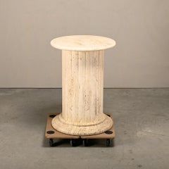 Solid Travertine Column Pedestal in Neoclassical style 29 inch