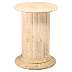 Solid Travertine Column Pedestal in Neoclassical style 29 inch